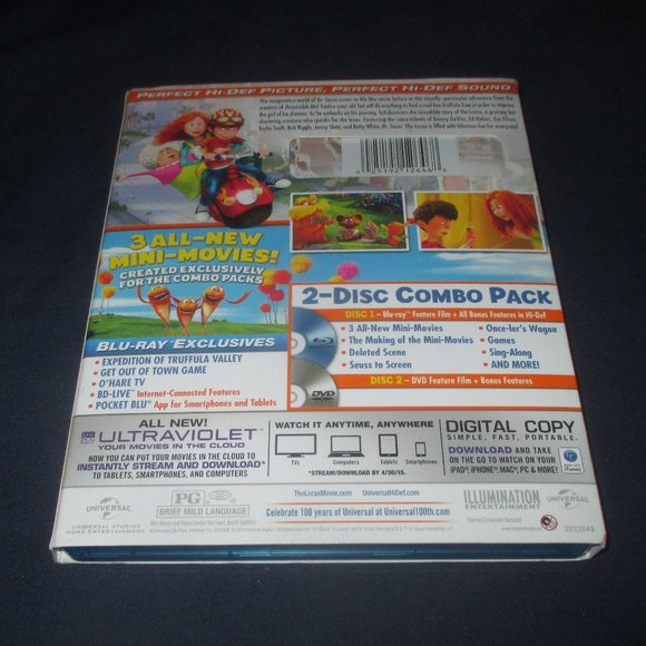 Dr. Seuss' The Lorax (Blu-Ray/DVD, 2012, 2-Disc, No Digital Code) w/Slipcover - Picture 2 of 5